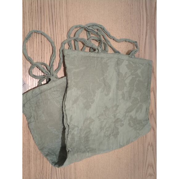 Bella Notte MARQUERITE Accent Pillow Linen Whisper Edge & Ties, Eucalyptus NEW - Picture 1 of 5